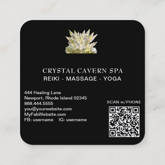 *~* Kosmische sprankelende Magische Gouden Kristal Vierkante Visitekaartje (Achterkant)