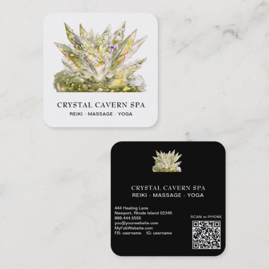 *~* Kosmische sprankelende Magische Gouden Kristal Vierkante Visitekaartje (Voorkant / Achterkant)