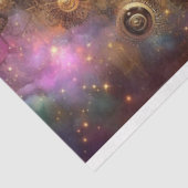 Kosmische Steampunk Hemelse Fantasie Kat Decoupage Tissuepapier (Detail)
