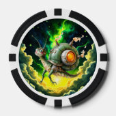 Kosmische Steampunk Slakkenvogel – Neon Droomwezen Poker Chips (Voorkant)