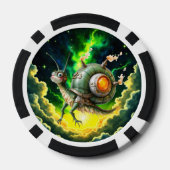 Kosmische Steampunk Slakkenvogel – Neon Droomwezen Poker Chips (Achterkant)