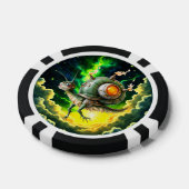 Kosmische Steampunk Slakkenvogel – Neon Droomwezen Poker Chips (Enkel)