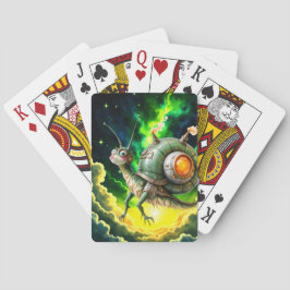 Kosmische Steampunk Slakkenvogel – Neon Droomwezen Pokerkaarten
