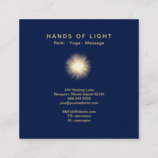 *~* kosmische sterren die de Handen Universele Ene Vierkante Visitekaartje (Achterkant)