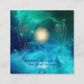 *~* kosmische sterren die de Handen Universele Ene Vierkante Visitekaartje (Voorkant)