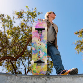 Kosmische sterren in een sterrenstelsel van roze b persoonlijk skateboard
