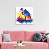 Kosmische Sterrennacht Egyptisch kamelenlandschap Canvas Afdruk (Insitu (Woonkamer))