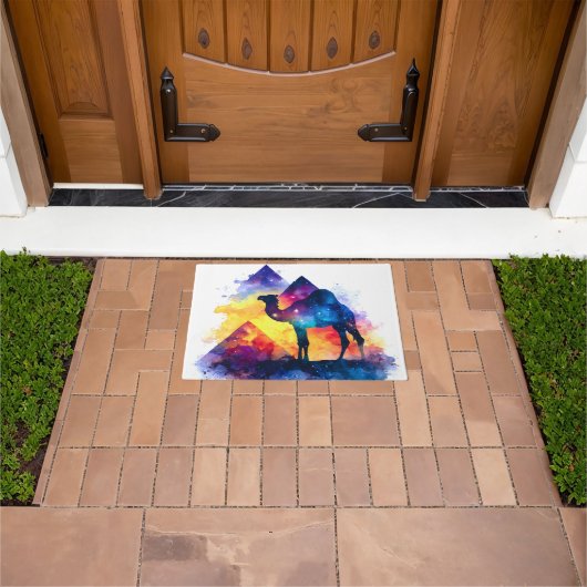 Kosmische Sterrennacht Egyptisch kamelenlandschap Deurmat (Buiten)