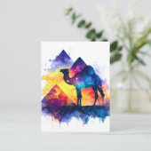 Kosmische Sterrennacht Egyptisch kamelenlandschap Feestdagenkaart (Staand voorkant)