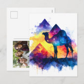 Kosmische Sterrennacht Egyptisch kamelenlandschap Feestdagenkaart (Voorkant / Achterkant)