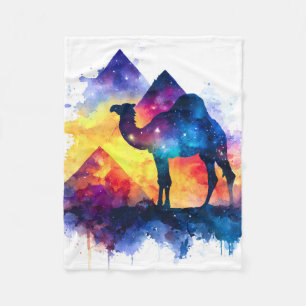 Kosmische Sterrennacht Egyptisch kamelenlandschap Fleece Deken