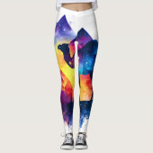 Kosmische Sterrennacht Egyptisch kamelenlandschap Leggings (Voorkant)