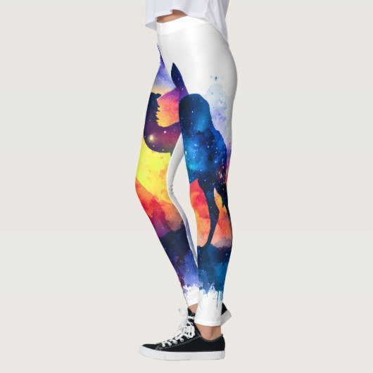 Kosmische Sterrennacht Egyptisch kamelenlandschap Leggings (Links)