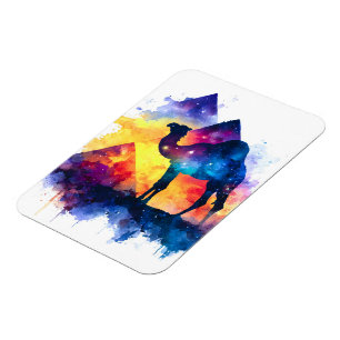 Kosmische Sterrennacht Egyptisch kamelenlandschap Magneet