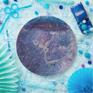 Kosmische sterrenstelsel waterverf abstract artist papieren bordje