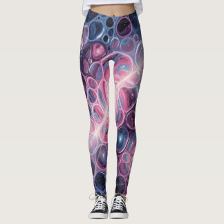 Kosmische sterrenstelsel wervelt met cellen Abstra Leggings