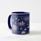 Kosmische sterrenstofkaart voor kinderen avontuur mok (Voorkant links)