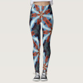 kosmische sterstralen bruin blauw leggings (Voorkant)