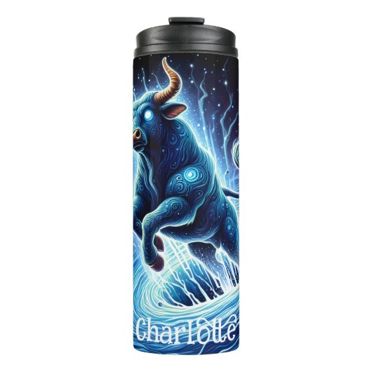 Kosmische stier: brullende vortexkracht thermosbeker (Voorkant)