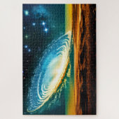 Kosmische Surrealistische Melkweg over Desert Plan Legpuzzel (Verticaal)