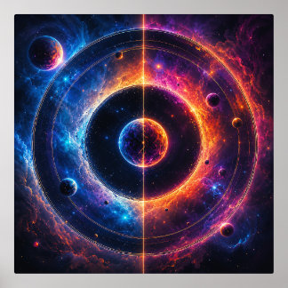 Kosmische Symfonie Hemellichamen en Nevels Dansen Folie Afdrukken