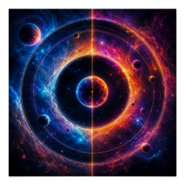 Kosmische Symfonie Hemellichamen en Nevels Dansen Perfect Poster