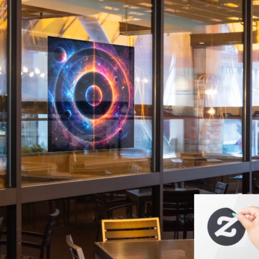 Kosmische Symfonie Hemellichamen en Nevels Dansen Raamsticker (Restaurant Raam)