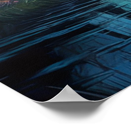 Kosmische symfonie over het weelderige oude bos poster (Hoek)