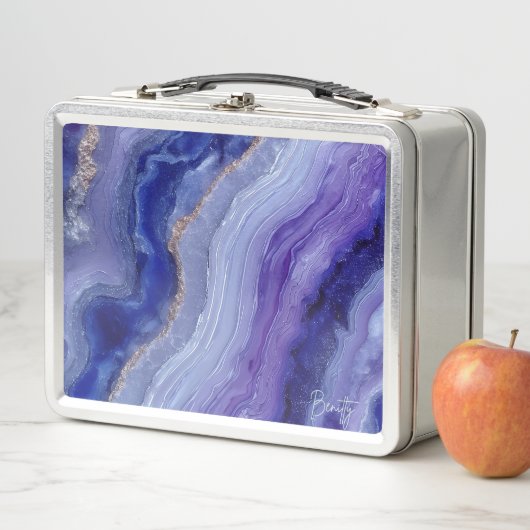 Kosmische Tanzaniet Crystal Metal Lunchbox (In situ)