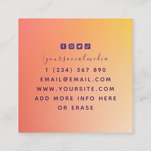 Kosmische Tarot Lezingen Mystieke Heks Sinaasappel Vierkante Visitekaartje (Achterkant)