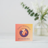 Kosmische Tarot Lezingen Mystieke Heks Sinaasappel Vierkante Visitekaartje (Staand voorkant)