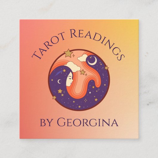Kosmische Tarot Lezingen Mystieke Heks Sinaasappel Vierkante Visitekaartje (Voorkant)