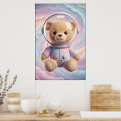Kosmische Teddy Astronaut Kunst Poster (Keuken)