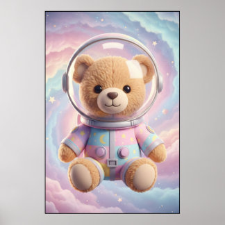 Kosmische Teddy Astronaut Kunst Poster