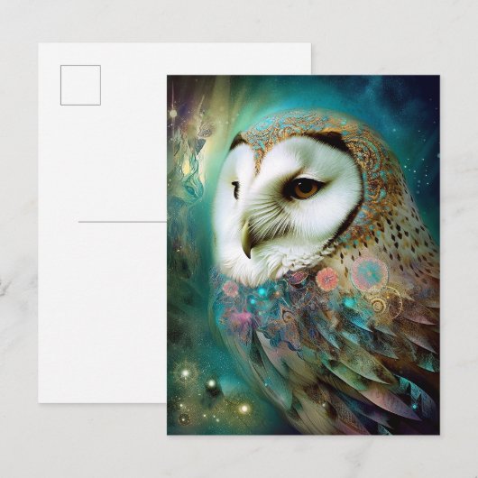 Kosmische Uil Fantasy Kunst Briefkaart (Voorkant / Achterkant)