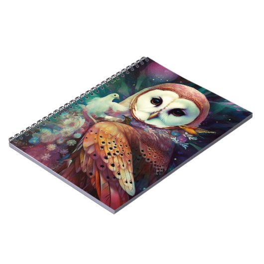 Kosmische Uil Fantasy Kunst Notitieboek (Linkerzijde)