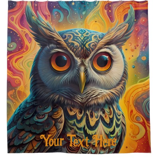 Kosmische Uil: Levendige Wijsheid Douchegordijn (Voorkant)