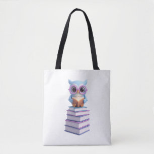 Kosmische Uil met Boek Tote Bag