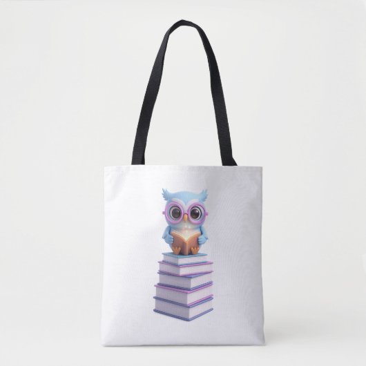 Kosmische Uil met Boek Tote Bag (Voorkant)