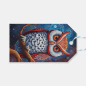 Kosmische Uil van Wijsheid Cadeaulabel (Voorkant (Horizontaal))