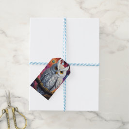 Kosmische Uil van Wijsheid Cadeaulabel