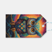 Kosmische Uil van Wijsheid Cadeaulabel (Voorkant (Horizontaal))