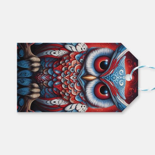 Kosmische Uil van Wijsheid Cadeaulabel (Voorkant (Horizontaal))