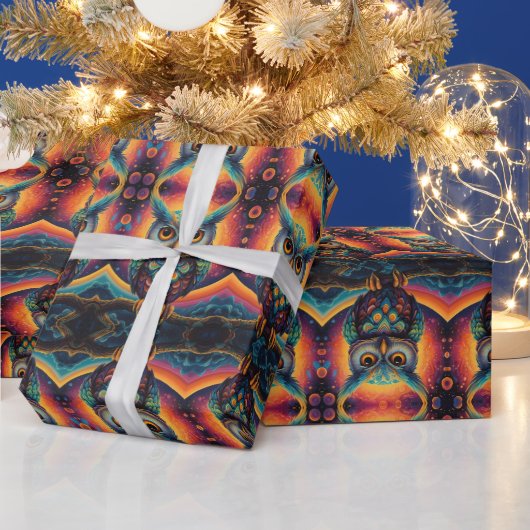 Kosmische Uil van Wijsheid Cadeaupapier (Feestdagen)