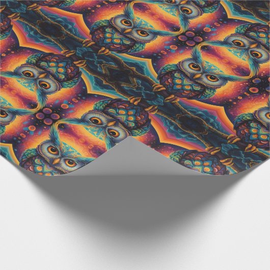 Kosmische Uil van Wijsheid Cadeaupapier (Hoek)