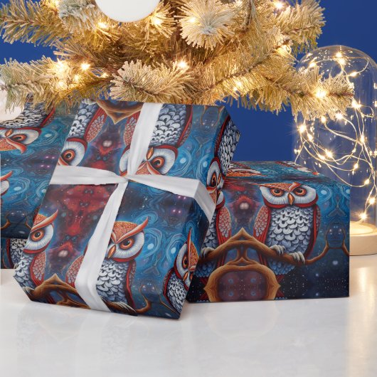 Kosmische Uil van Wijsheid Cadeaupapier (Feestdagen)