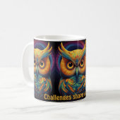 Kosmische Uil van Wijsheid Inspirerend koffiemok (Voorkant links)