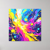 Kosmische uitbarsting: Levendige spatelschilderkun Canvas Afdruk (Voorkant)