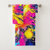 Kosmische uitbarsting: levendige spatelschuilkunst bad handdoek (Insitu)