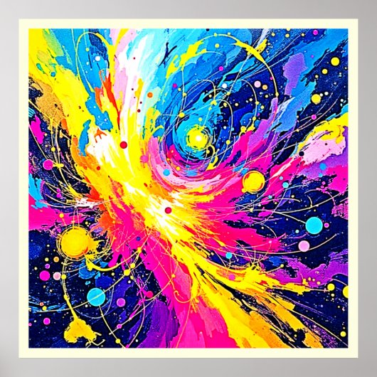 Kosmische uitbarsting: levendige spetterkunst poster (Voorkant)